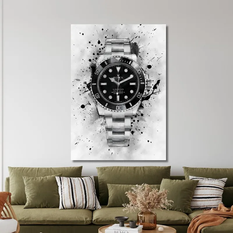 Modernes Uhrenbild Rolex Submariner Schwarz-Weiß Explosion