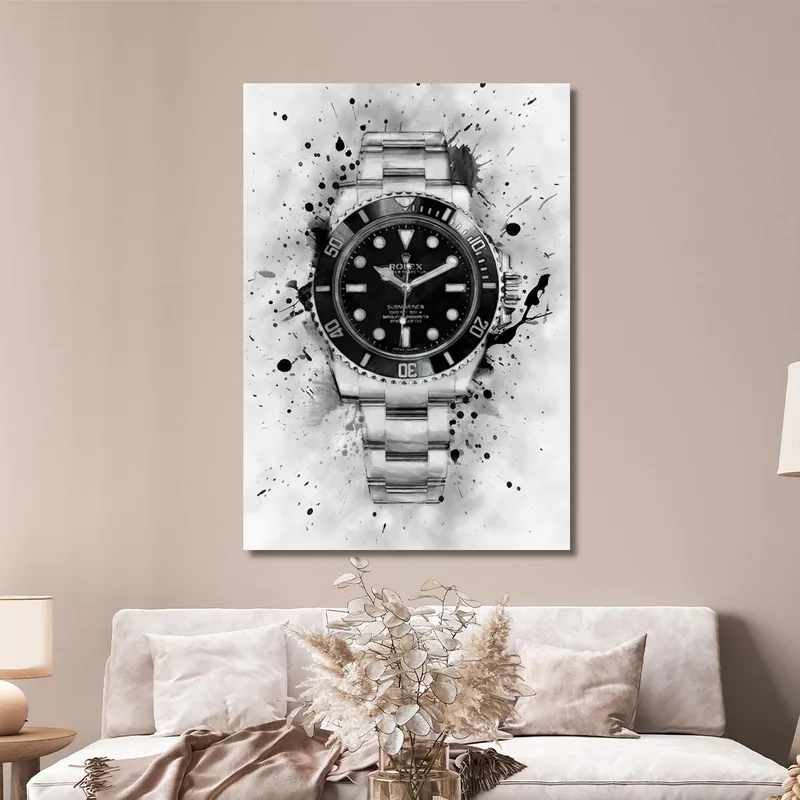 Modernes Uhrenbild Rolex Submariner Schwarz-Weiß Explosion