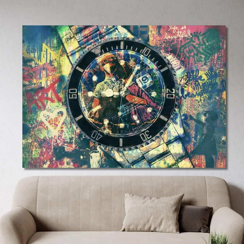 Modernes Uhrenbild Rolex Submariner Street Art