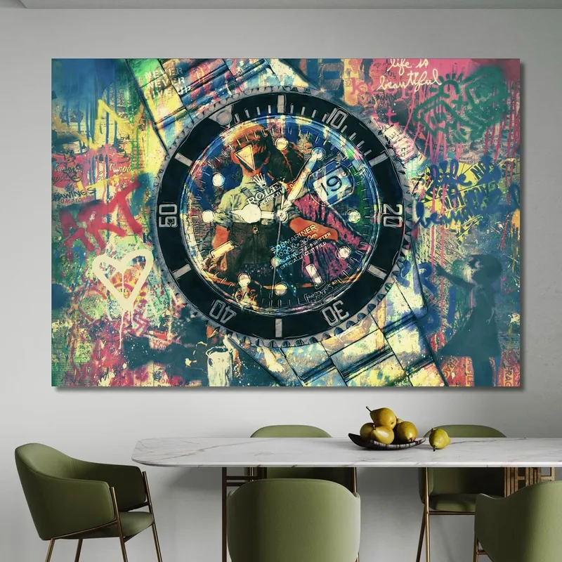 Modernes Uhrenbild Rolex Submariner Street Art