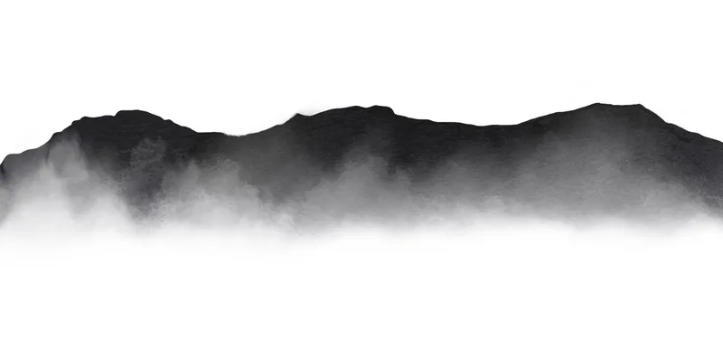 Abstract Landscape Painting Black Foggy Mountain Landscape Minimalist