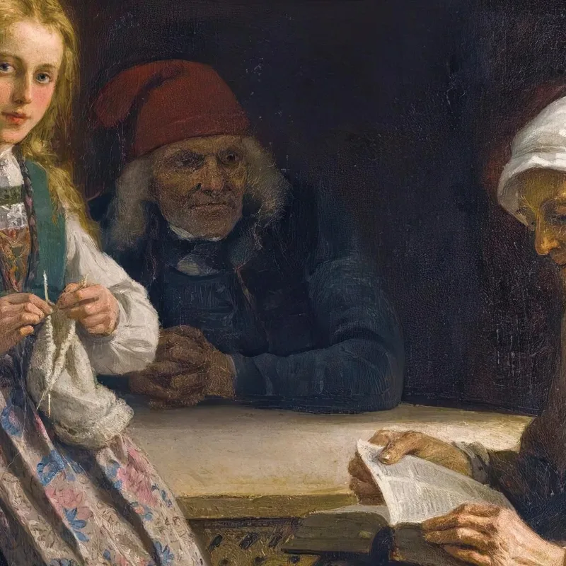 Interior De Hardanger: Joven Tejiendo Adolph Tidemand