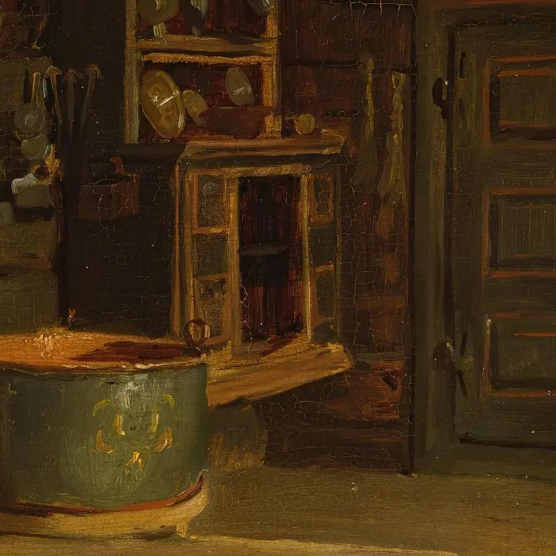 Interior De Una Granja En Gulsvik Hallingdal Adolph Tidemand
