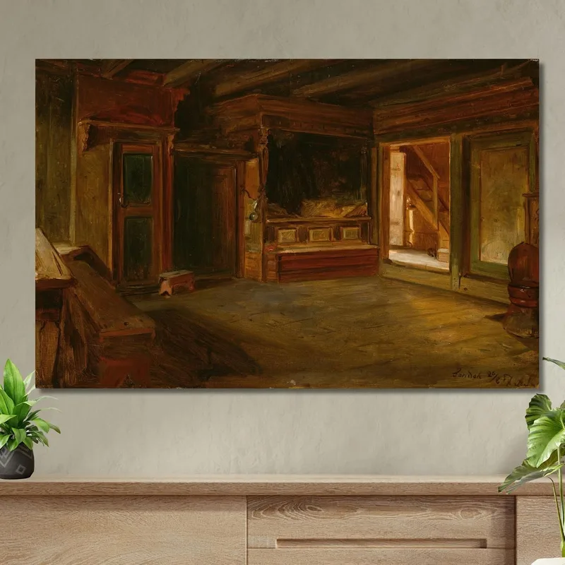 Interior De Una Granja En Sandak Adolph Tidemand