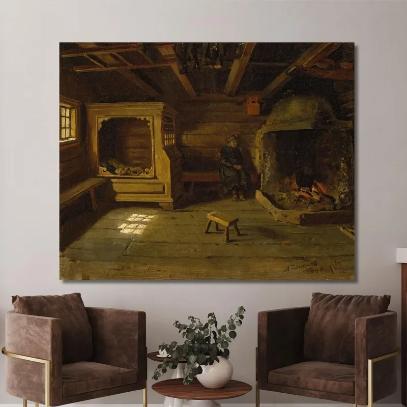 Interior De Una Granja En Skjønne Numedal Adolph Tidemand