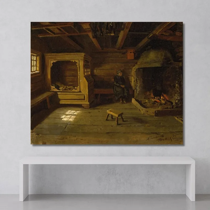 Interior De Una Granja En Skjønne Numedal Adolph Tidemand