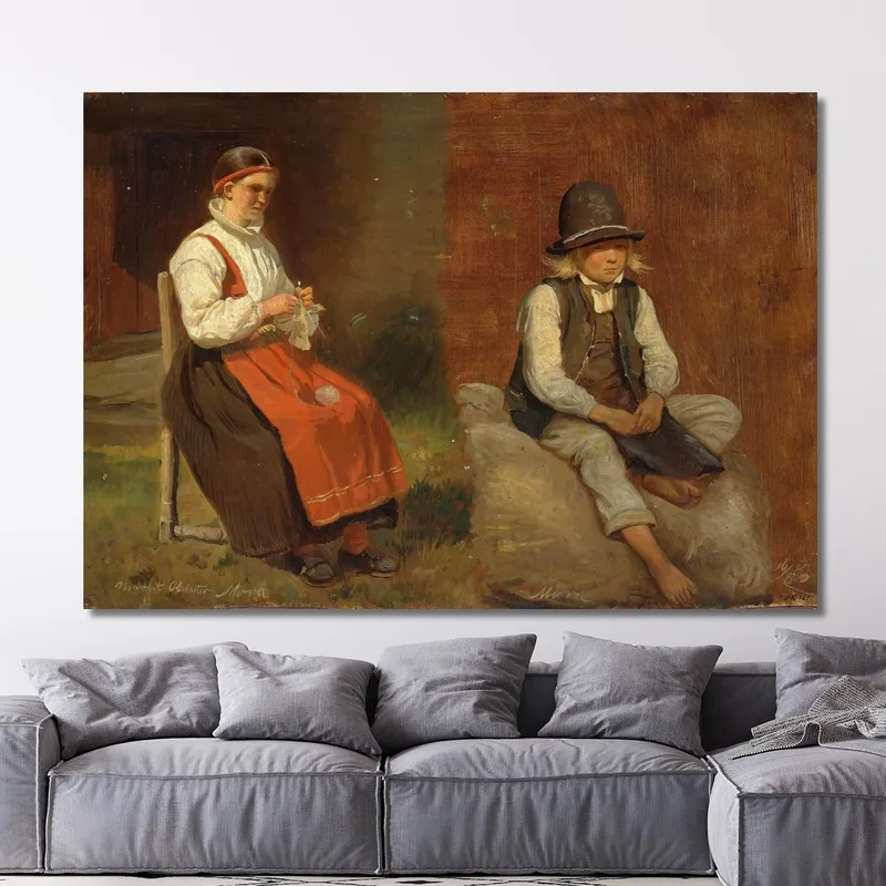 Estudios De Figuras De Mora Suecia Adolph Tidemand