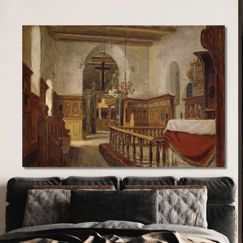 Innenraum Der Kirche Von Voss Adolph Tidemand