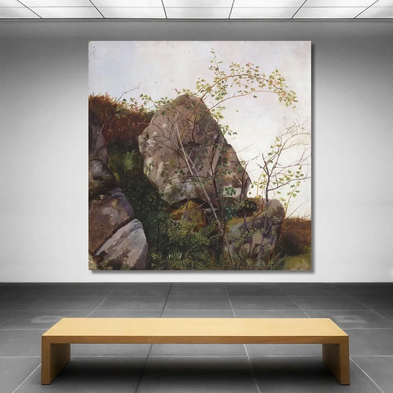 Estudio De Rosas Silvestres Y Helechos Adolph Tidemand