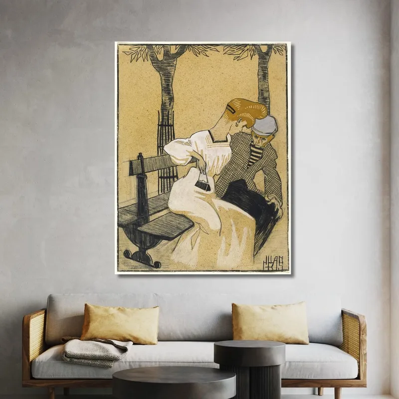 Hombre Y Mujer En Banco Juan Gris