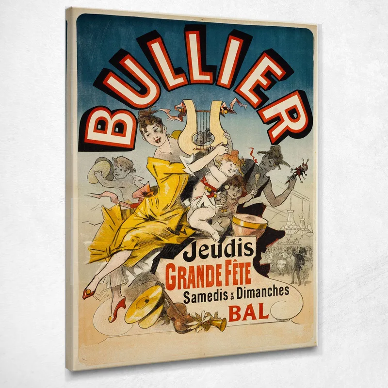 Bullier Giovedì Grande Fete Sabato E Domenica Ballo Jules Chéret quadro stampa su tela