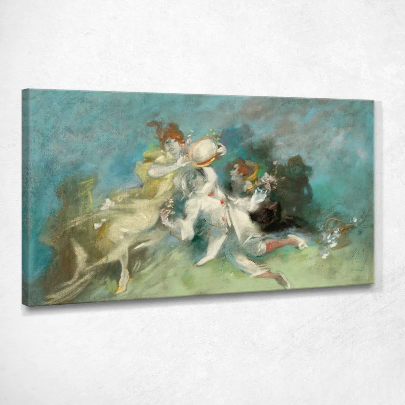 Pierrot E Colombina Jules Chéret quadro stampa su tela