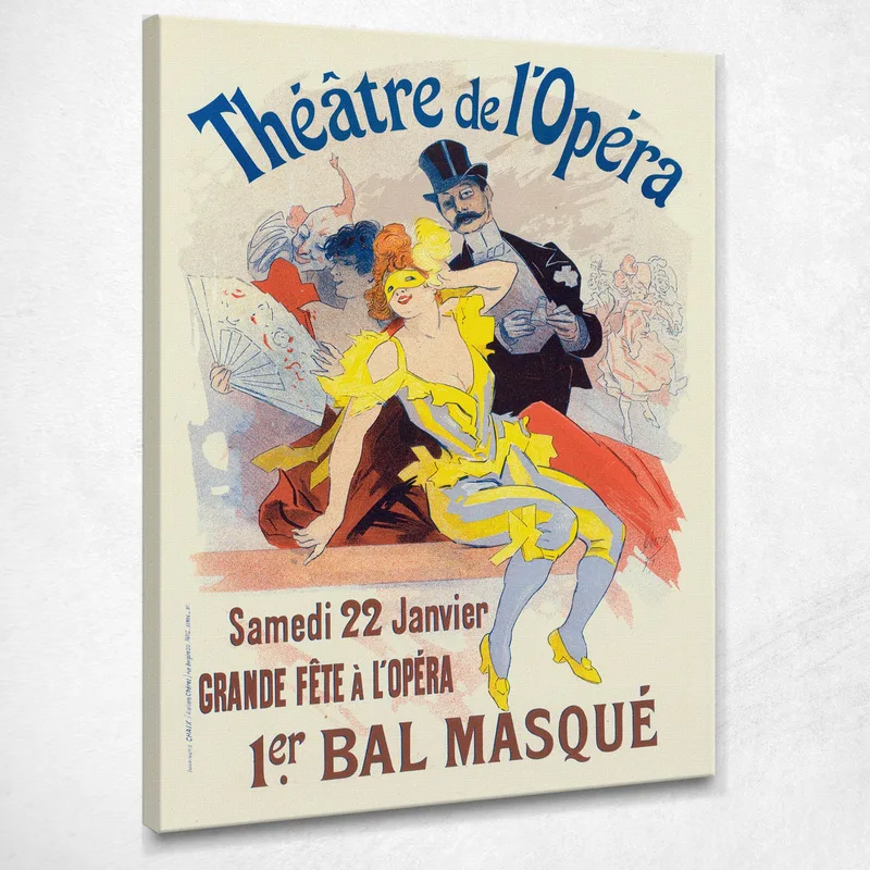 Locandina Del 1° Ballo In Maschera La Grande Festa All'Opera Il 22 Gennaio Jules Chéret quadro stampa su tela