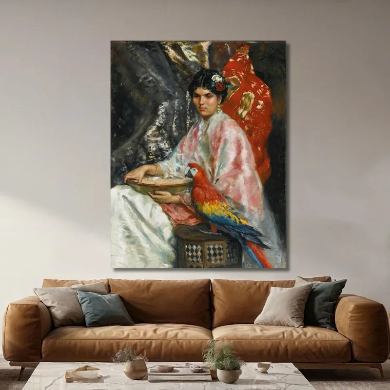 Dame Mit Einem Papagei Julius Leblanc Stewart