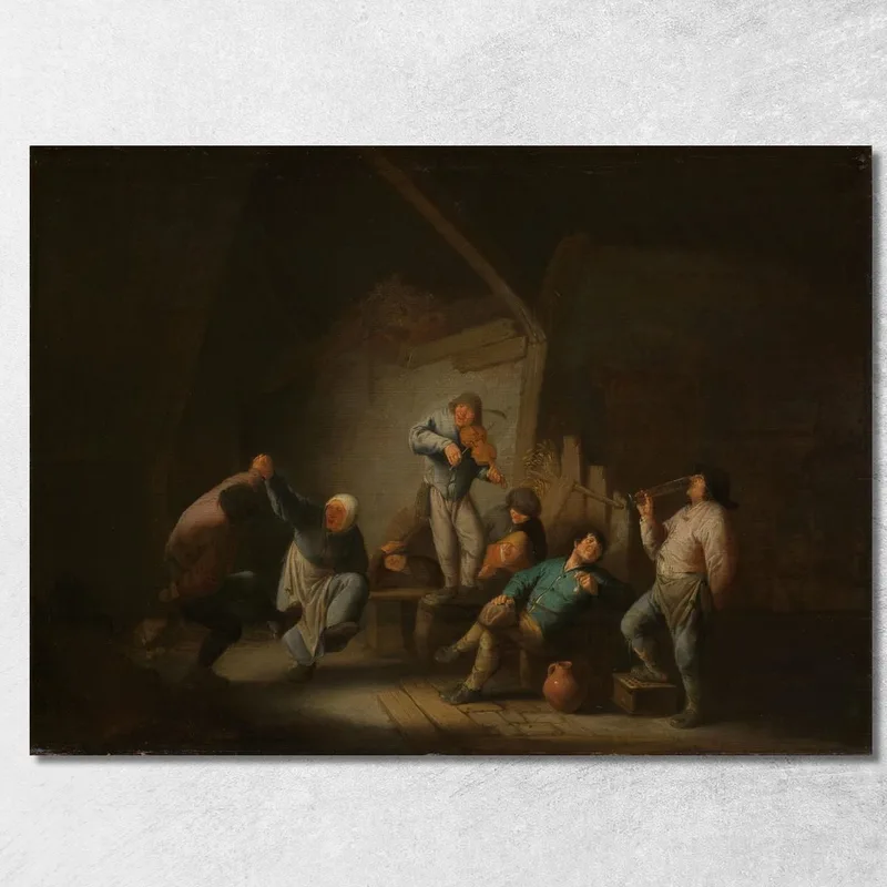 Coppia Danzante Adriaen van Ostade quadro stampa su tela