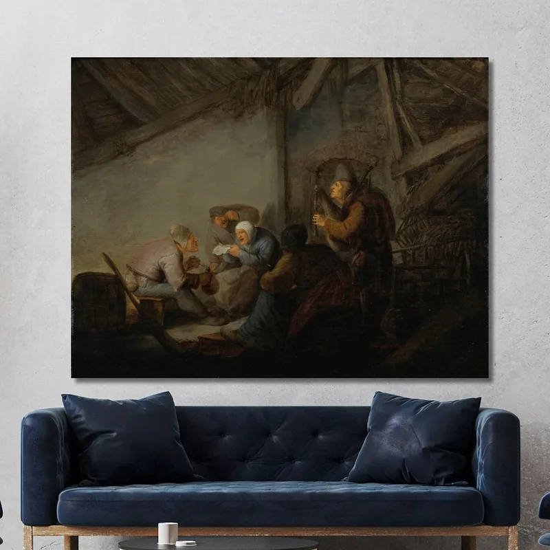 Peasants In A Tavern Possibly A Depiction Of The Sense Of Hearing Adriaen van Ostade