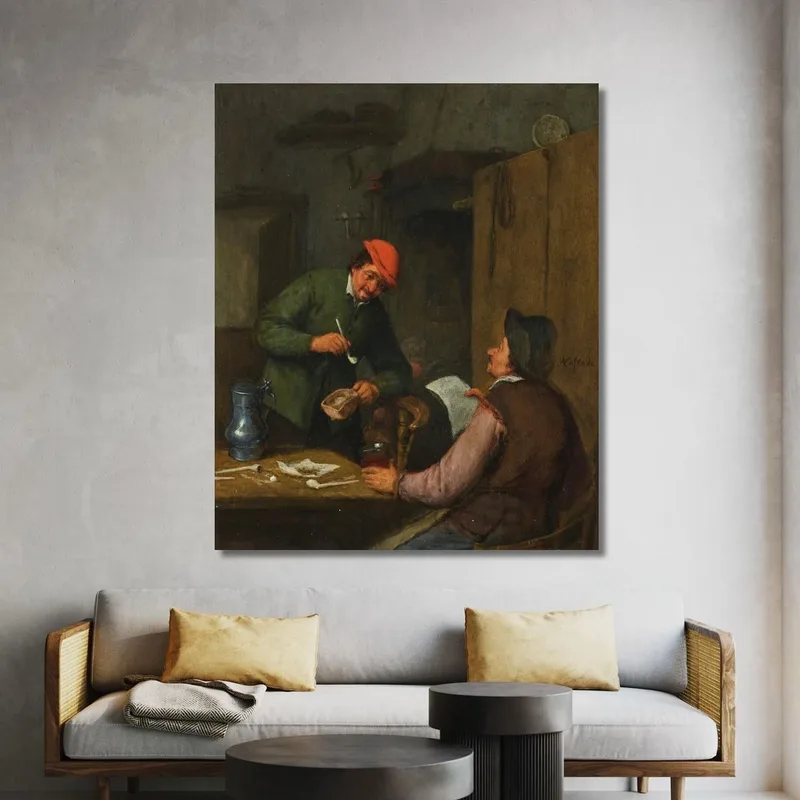 Due Contadini Che Fumano, Bevono E Leggono In Una Locanda Adriaen van Ostade