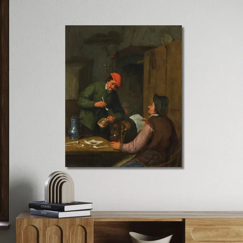 Due Contadini Che Fumano, Bevono E Leggono In Una Locanda Adriaen van Ostade