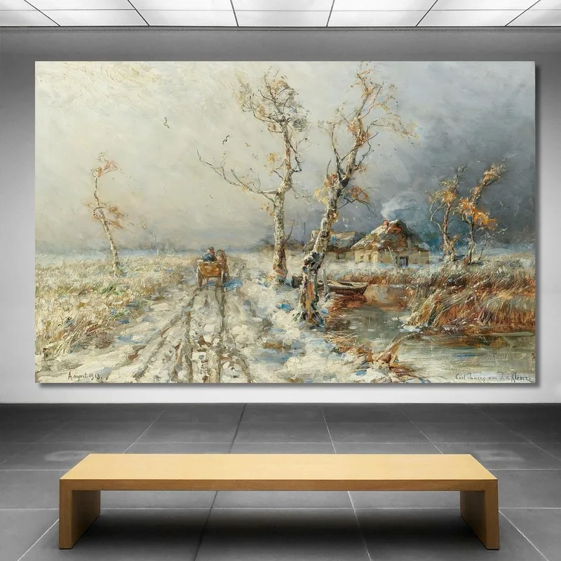 Una Tormenta En Un Paisaje Nevado Julius Sergius Klever