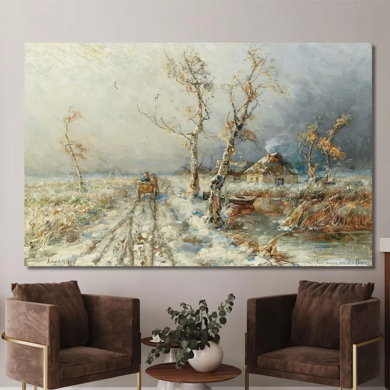 Una Tormenta En Un Paisaje Nevado Julius Sergius Klever