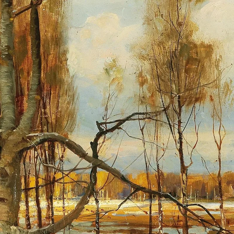 An Early Spring Landscape With A Beech Tree In The Foreground Julius Sergius Klever