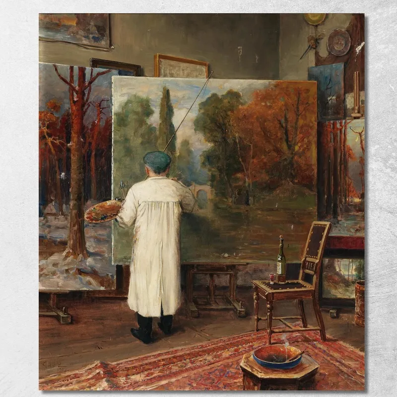 Nel Suo Atelier Julius Sergius Klever quadro stampa su tela