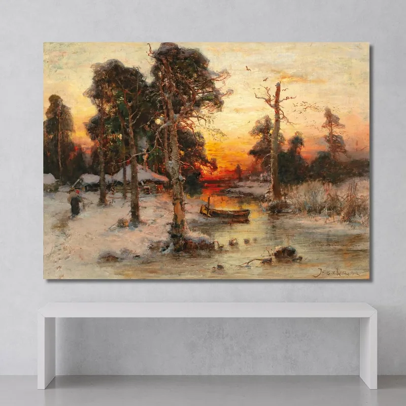 Retour À La Maison Au Coucher Du Soleil Julius Sergius Klever
