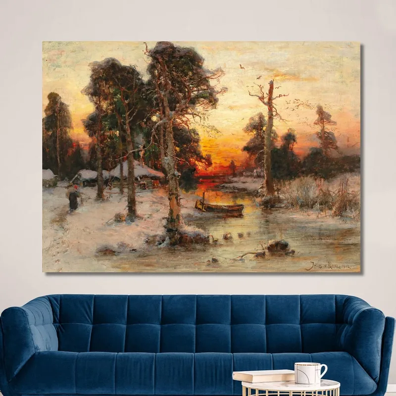 Retour À La Maison Au Coucher Du Soleil Julius Sergius Klever
