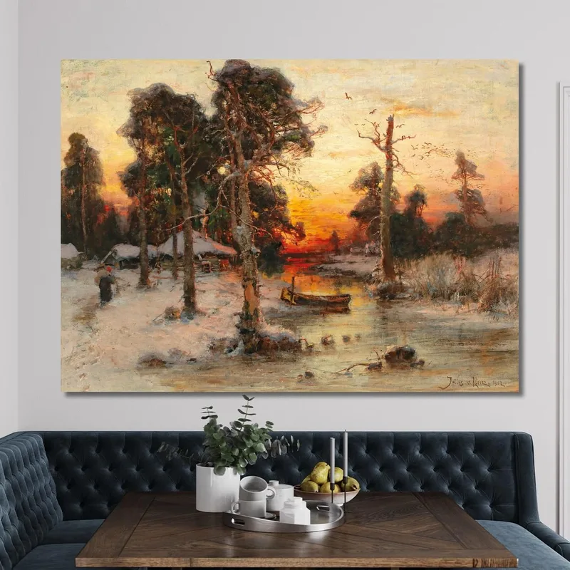 Retour À La Maison Au Coucher Du Soleil Julius Sergius Klever