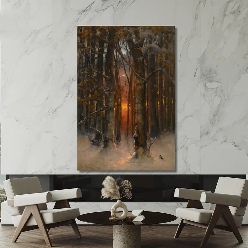 Coucher De Soleil À Travers Les Arbres Julius Sergius Klever