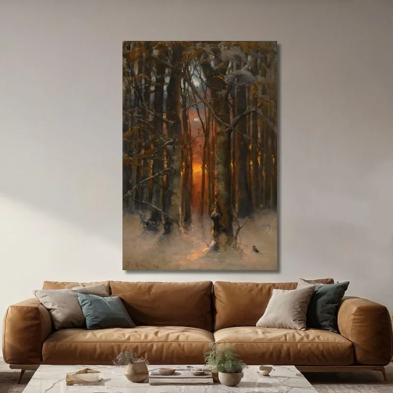 Coucher De Soleil À Travers Les Arbres Julius Sergius Klever
