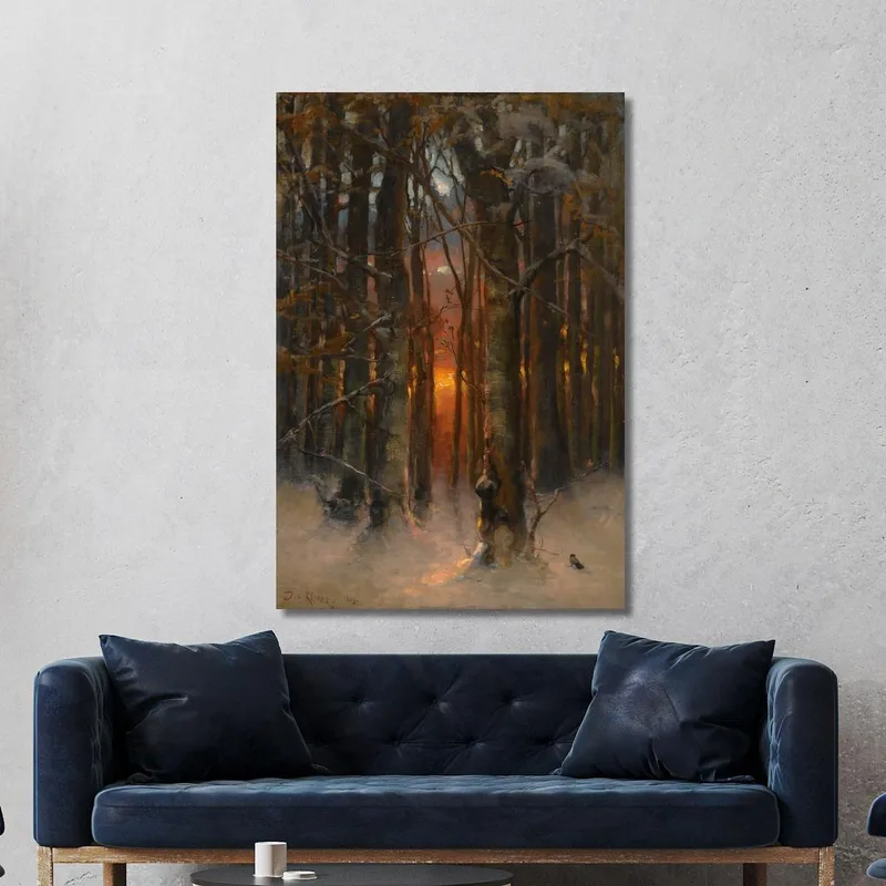 Coucher De Soleil À Travers Les Arbres Julius Sergius Klever