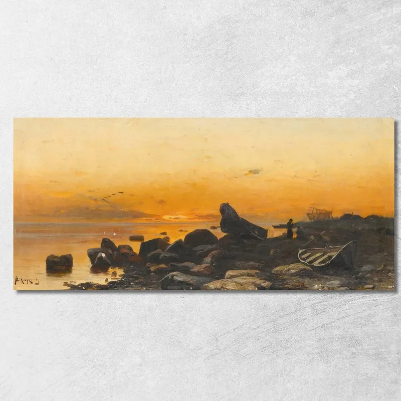 Tramonto Julius Sergius Klever quadro stampa su tela