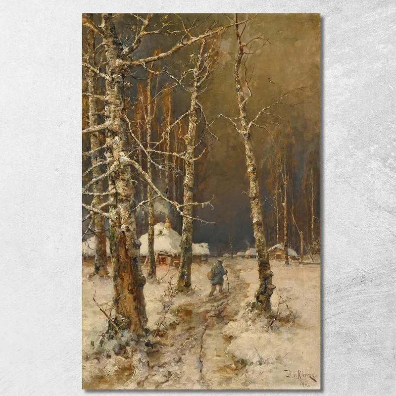 Viaggiatore Nella Neve Julius Sergius Klever quadro stampa su tela