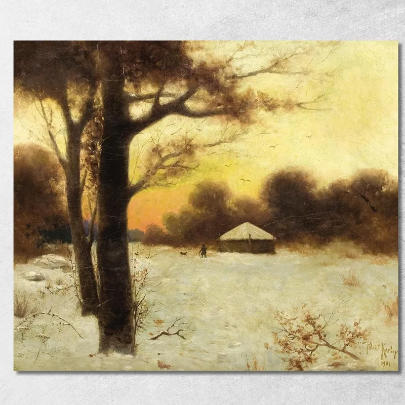 Casetta Invernale Julius Sergius Klever quadro stampa su tela
