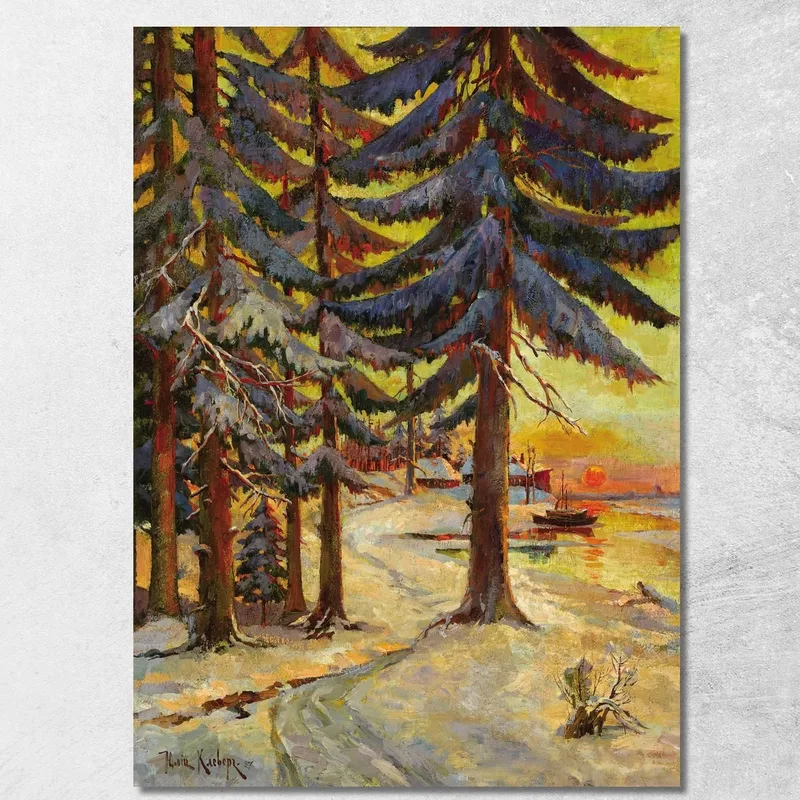 Sera D'Inverno Sul Lago Julius Sergius Klever quadro stampa su tela