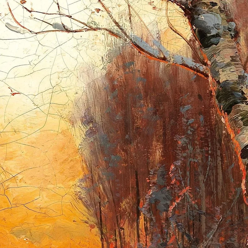 Winter Landscape With Birch In The Evening Light Julius Sergius Klever