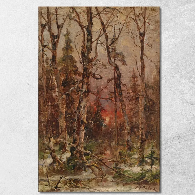 Winterlandschaft Bei Untergehender Sonne Julius Sergius Klever quadro stampa su tela