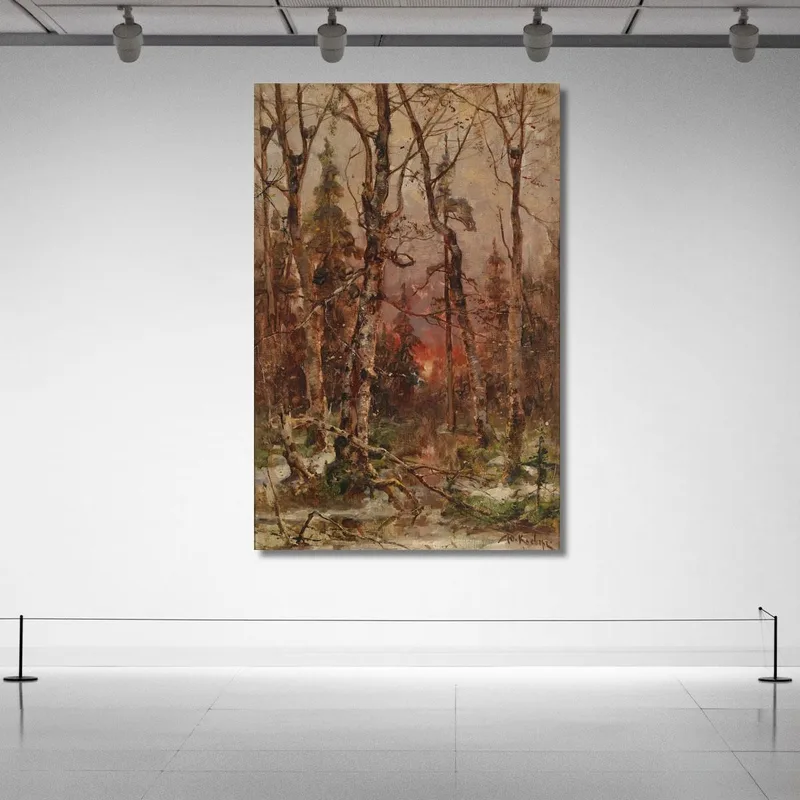 Winterlandschaft Bei Untergehender Sonne Julius Sergius Klever