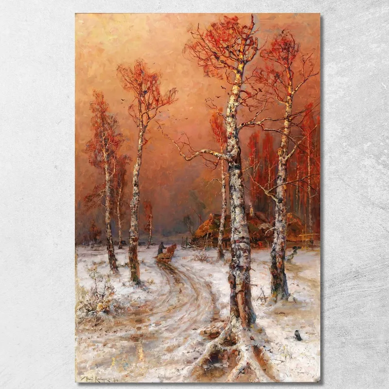 Winterstimmung Mit Saatkrähen Julius Sergius Klever quadro stampa su tela