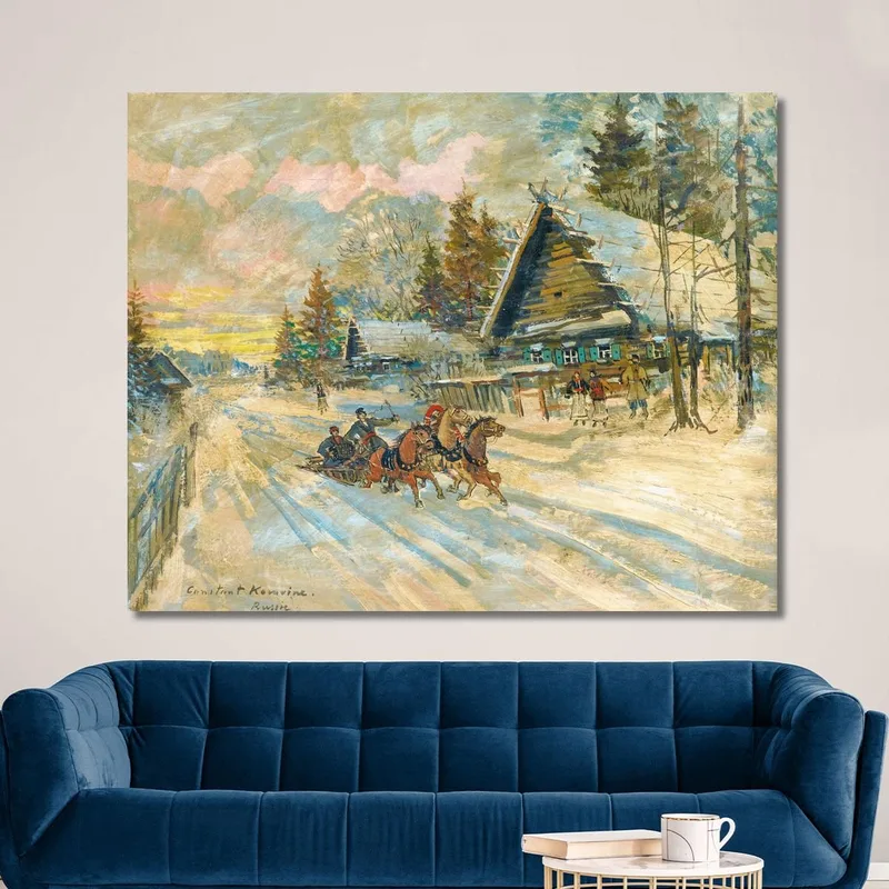 Akkordeonspieler Im Schlitten Konstantin Alexeevich Korovin