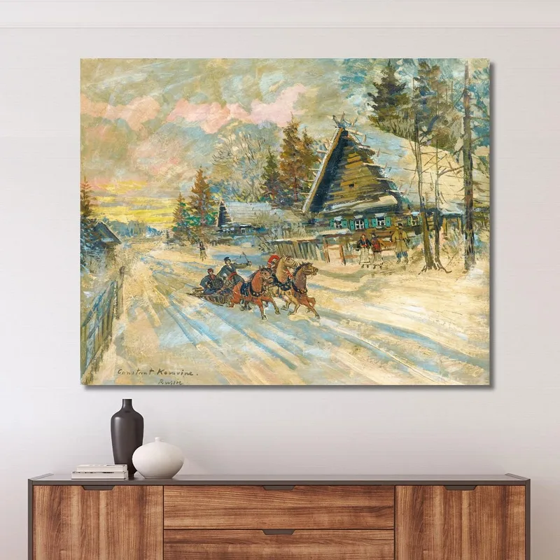 Akkordeonspieler Im Schlitten Konstantin Alexeevich Korovin
