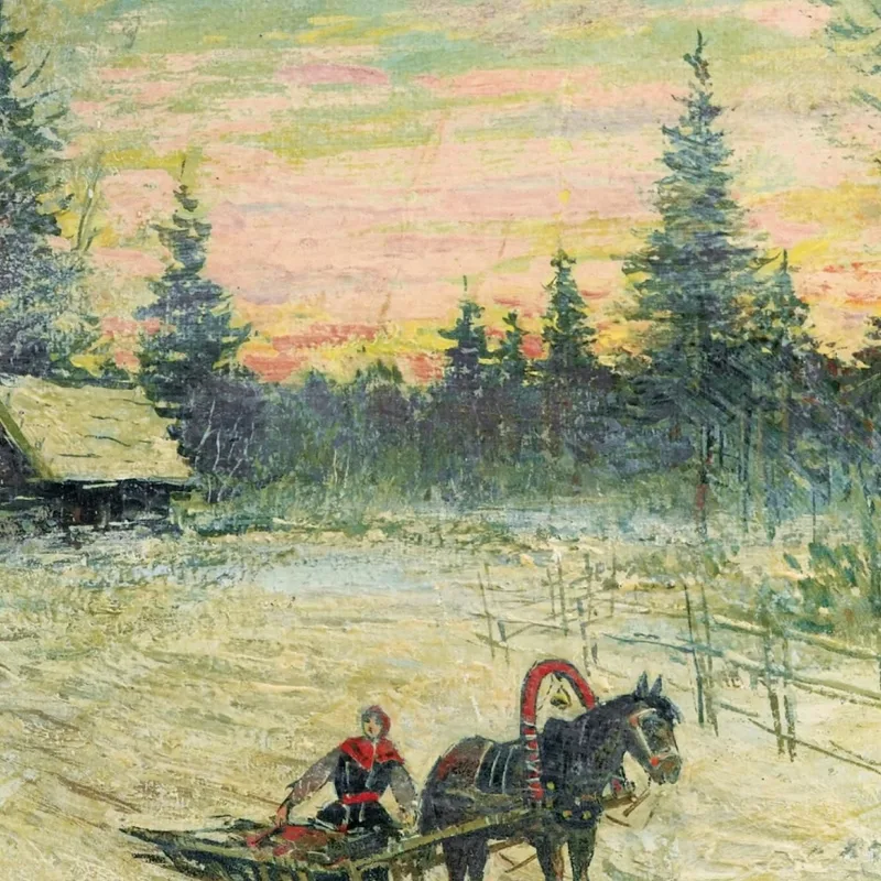 Jeune Femme Sur Un Traîneau S'Éloignant D'Un Chasseur Konstantin Alexeevich Korovin