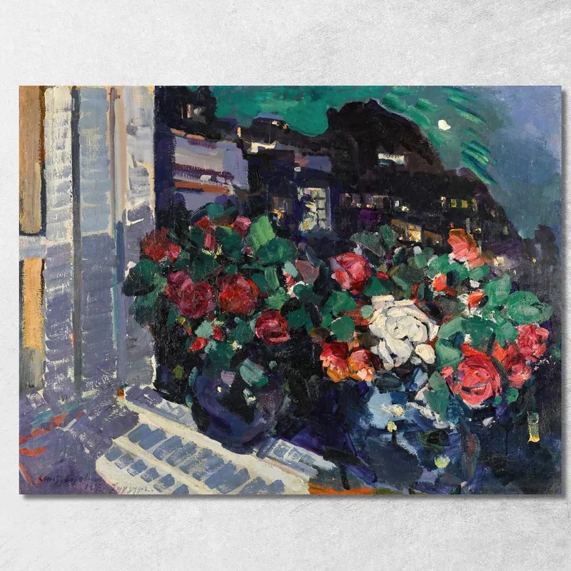 Roses Sur Un Rebord De Fenêtre, Gourzouf Konstantin Alexeevich Korovin tableau impression sur toile