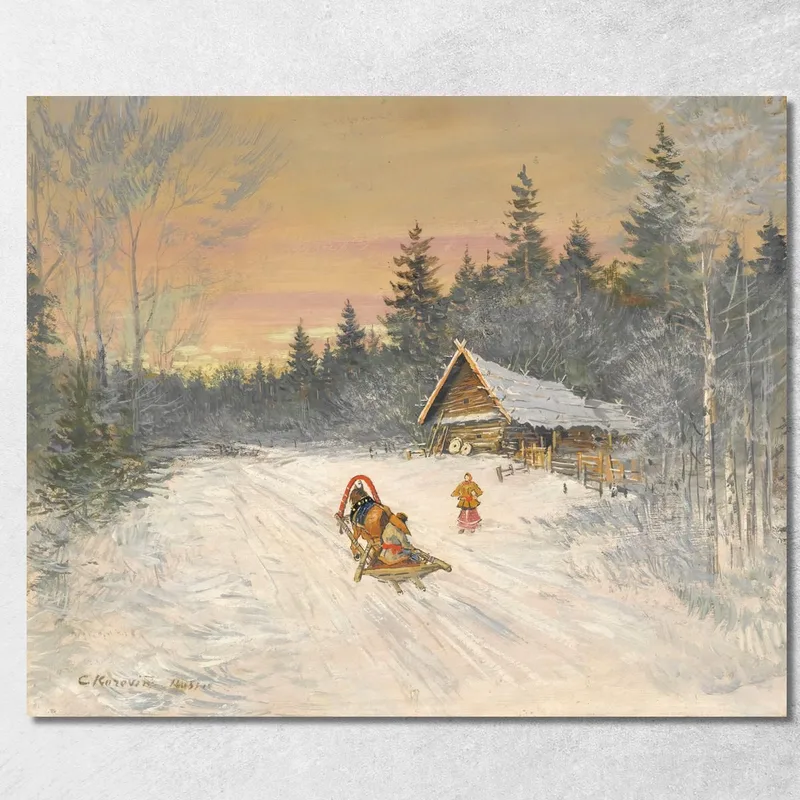 Village Russe Sous La Neige Konstantin Alexeevich Korovin tableau impression sur toile
