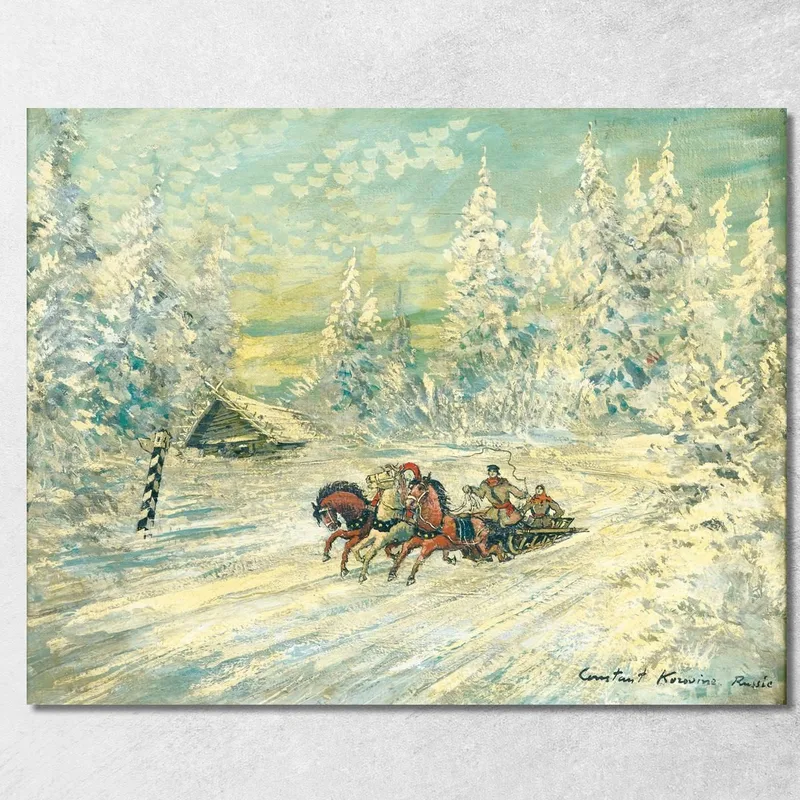 Troïka Dans La Neige Konstantin Alexeevich Korovin tableau impression sur toile