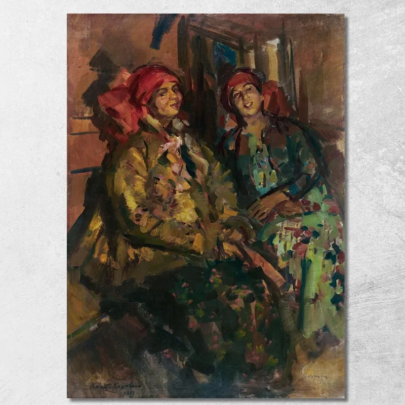 Deux Filles En Costumes Paysans Konstantin Alexeevich Korovin tableau impression sur toile