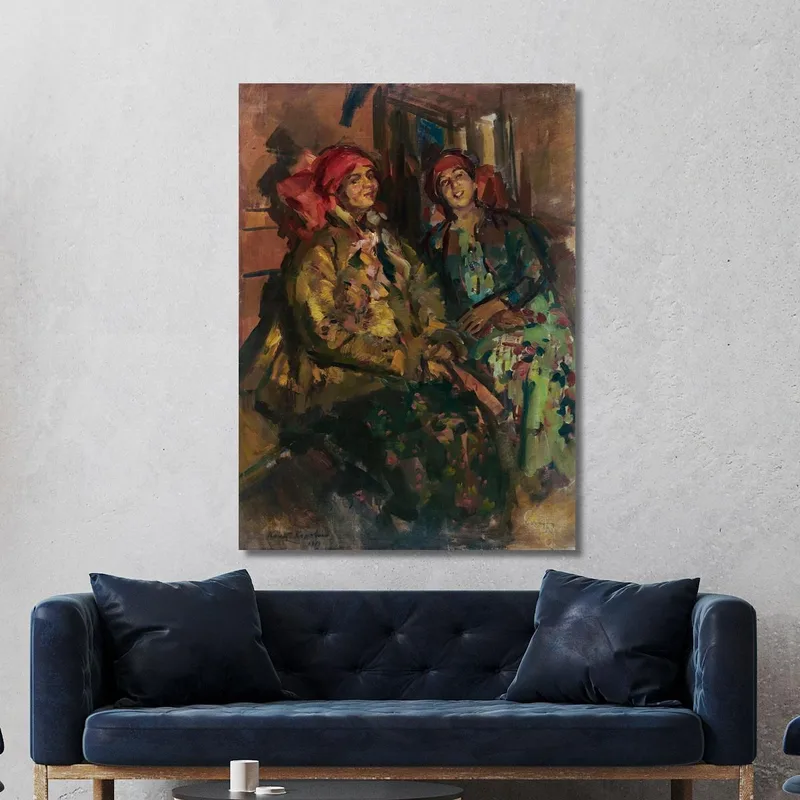 Two Girls In Peasant Costumes Konstantin Alexeevich Korovin