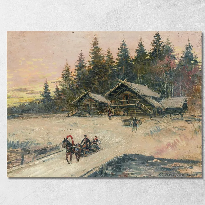Scène Hivernale Avec Troïka Konstantin Alexeevich Korovin tableau impression sur toile