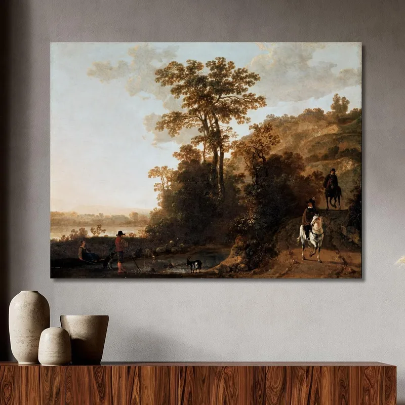 Una Cavalcata Serale Vicino A Un Fiume Aelbert Cuyp